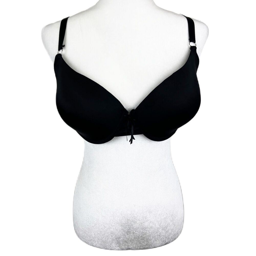 Inteco Intimates Bra Women 40DD Black Padded Wired Smooth T-Shirt Bra